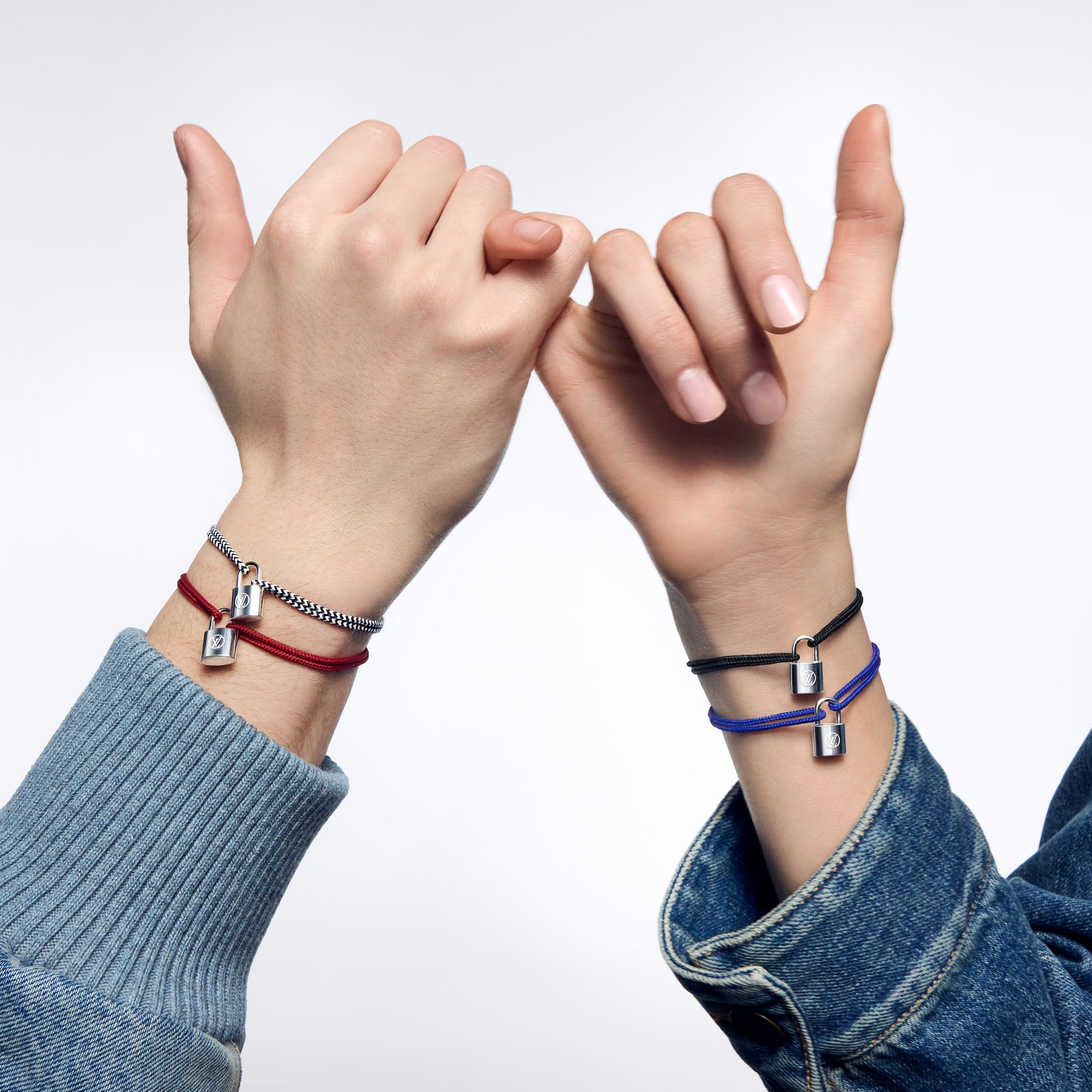 Silver Lockit Bracelet, Sterling Silver and Red Polyester Cord
